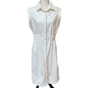 House of Harlow 1960 Arctic Wolf Faux Leather Midi Shirt Dress Size M NWT